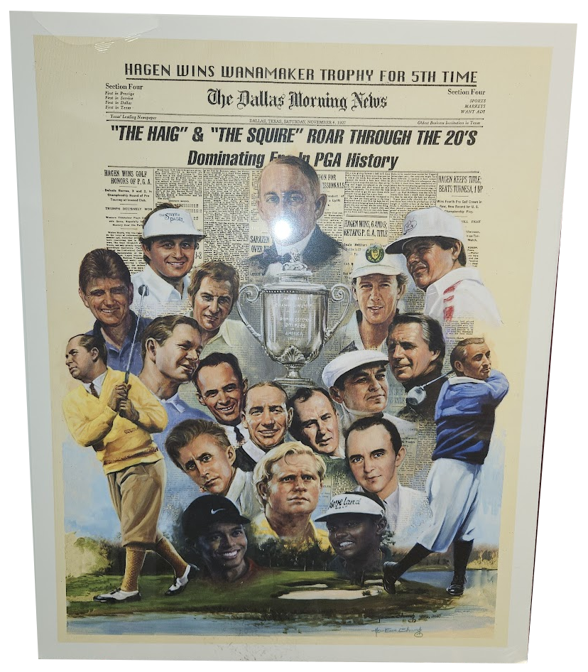 90 Years Of The PGA Championship: Multiple Winners – Archival Montage Lithograph by Hoeun Chung