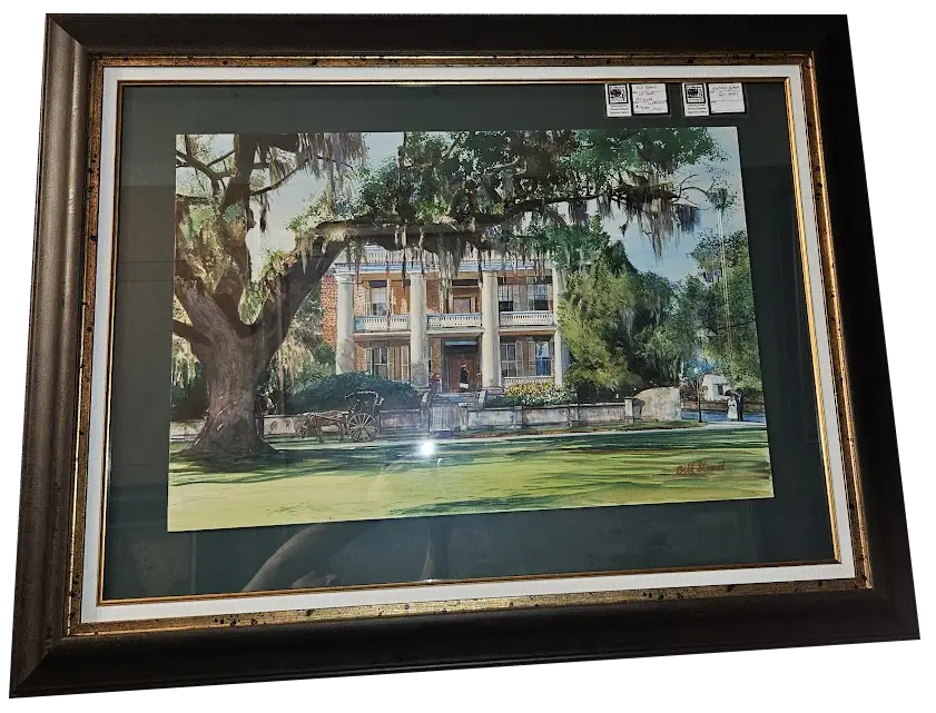 Bill Stroud Original Watercolor Painting "Rice Plantation" Fine Art Framed