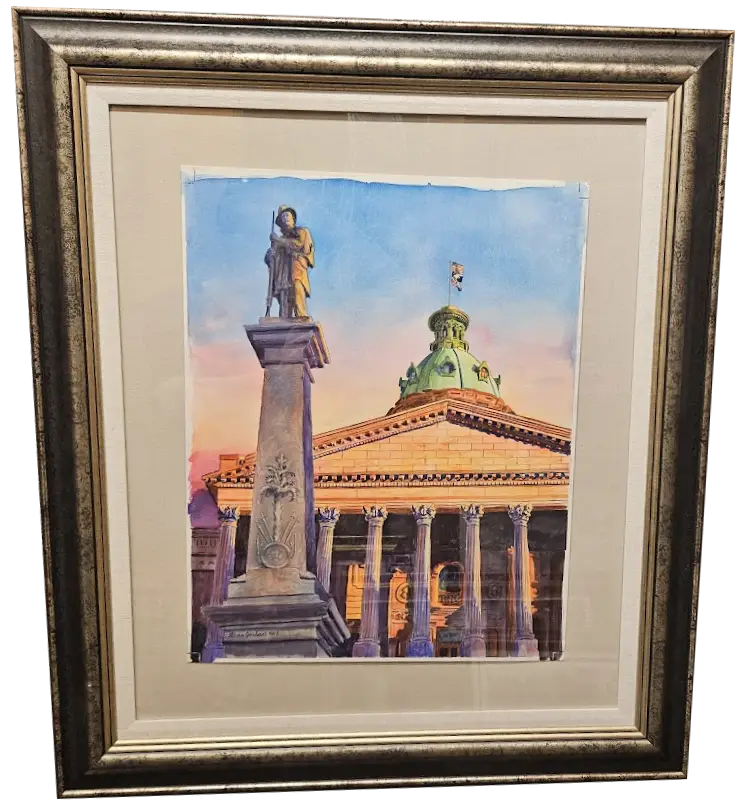 Steven Jordan ORIGINAL Watercolor Painting "S.C. State Capital" Framed Masterpiece