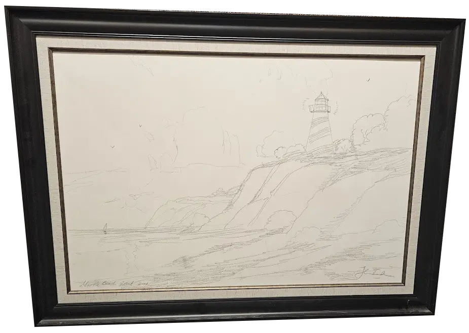 Thomas Kinkade RARE Original 2004 "Myrtle Beach Event" Lighthouse Sketch – Custom Framed